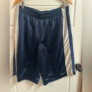 Nike Blue and White Athletic Shorts a few small snags but In great Condition